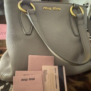 Miu Miu Gray Leather Shoulder Bag
